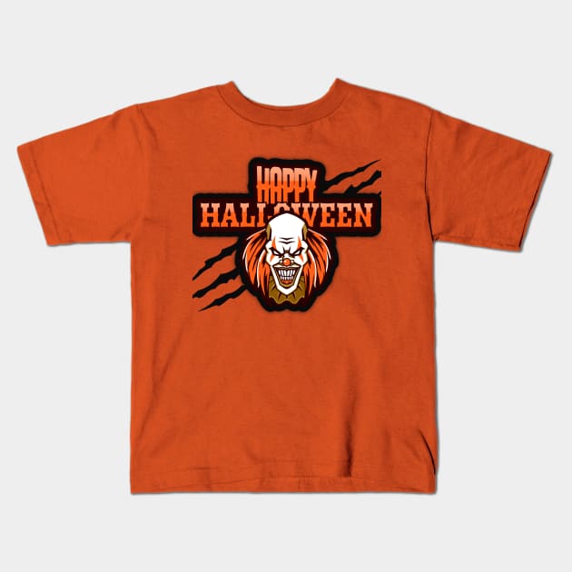 Happy Halloween Evil Clown Kids T-Shirt by Joco Studio